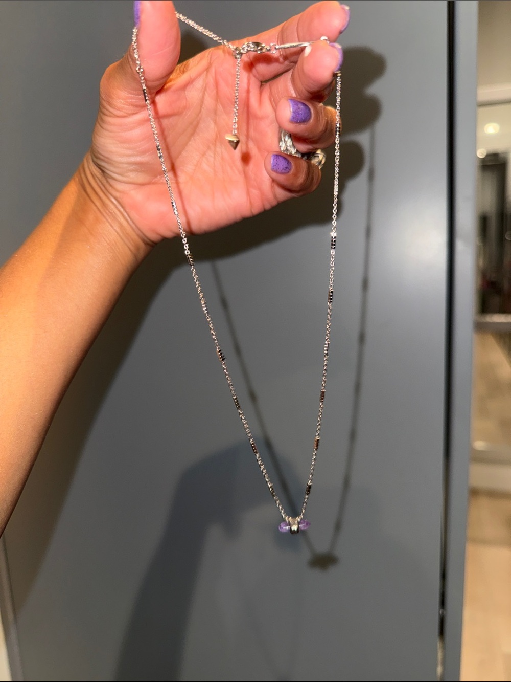 Kendra Scott Silver Necklace with Purple Accents